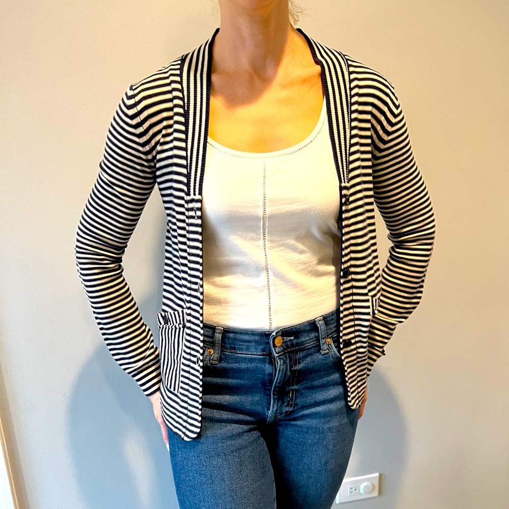 Marc by Marc Jacobs navy and white striped cardigan in excellent condition